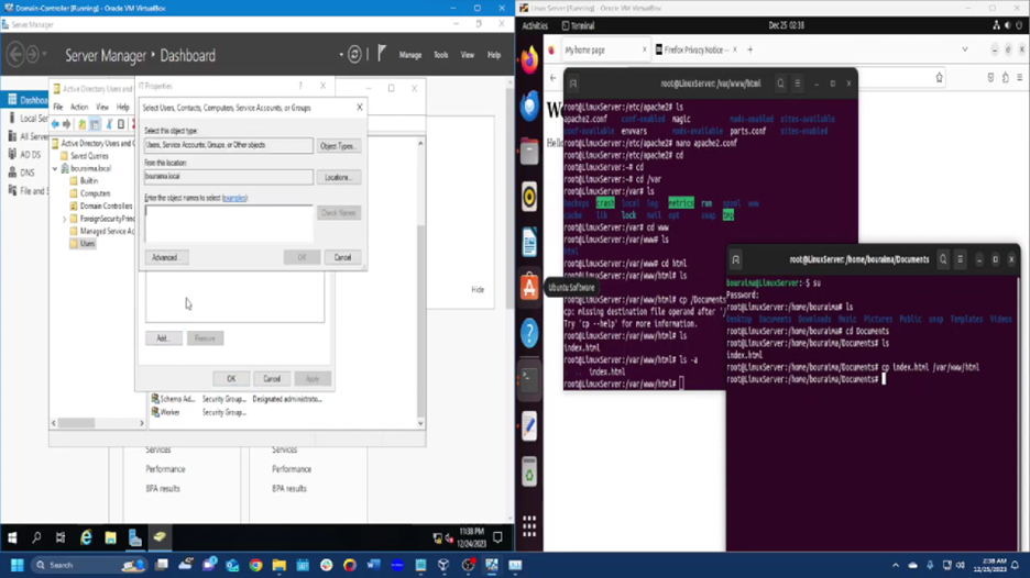 Domain controller and Linux web server lab